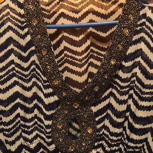 Chevron sheer blouse with beading design